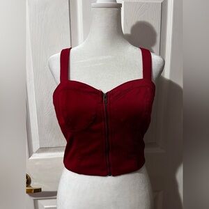 Women's Red Zip-Up Bustier Top